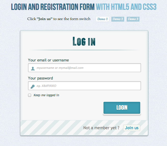 Login and Registration Form with HTML5 and CSS3