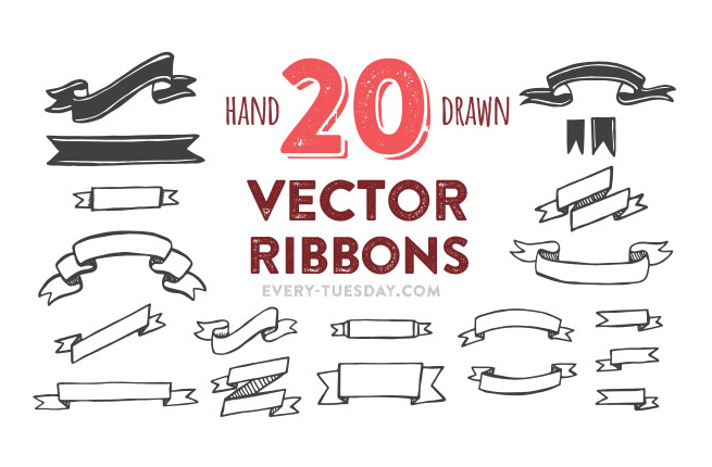 Free Hand Drawn Vector Ribbons