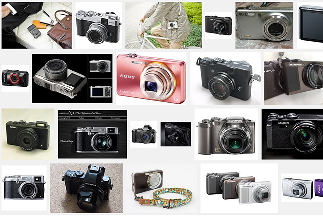 さまざまなコンパクトデジタルカメラの写真を集めたイメージ画像