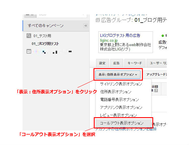 Google Adwordsの新機能 コールアウト で広告文にキャッチフレーズを追加する方法 株式会社lig