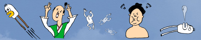 ピースしている男性・怒っている様子の男性など使いみちを限定しない絵だけのスタンプの例