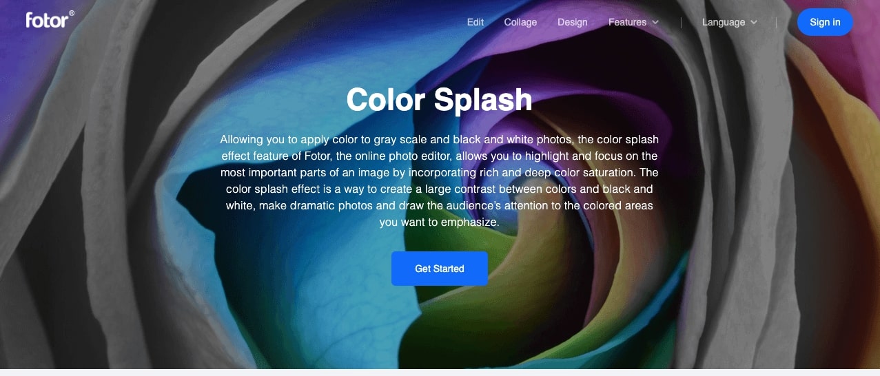 自由自在に色付けできる「Fotor Color Splash」