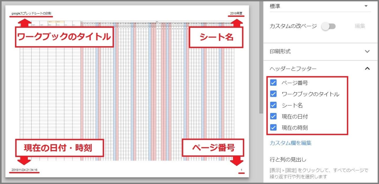 ヘッダーとフッター