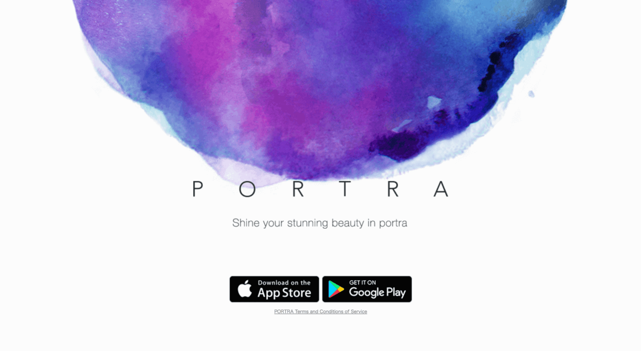 カメラアプリ「PORTRAt」のトップページの画像