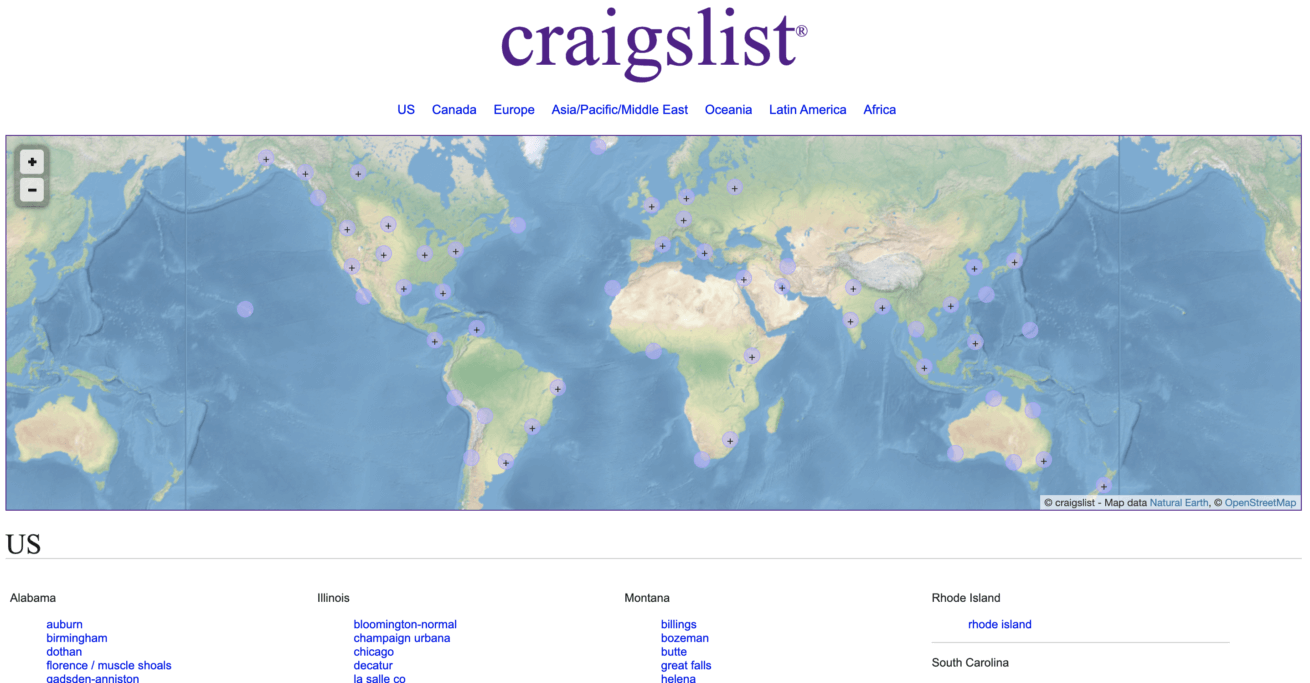 craigslistのサイトの画像です