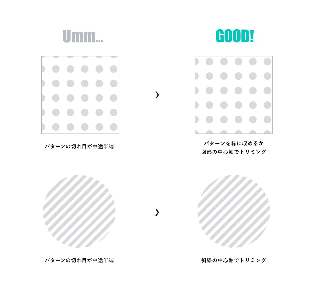 図形や斜線の中心幅でトリミングした画像