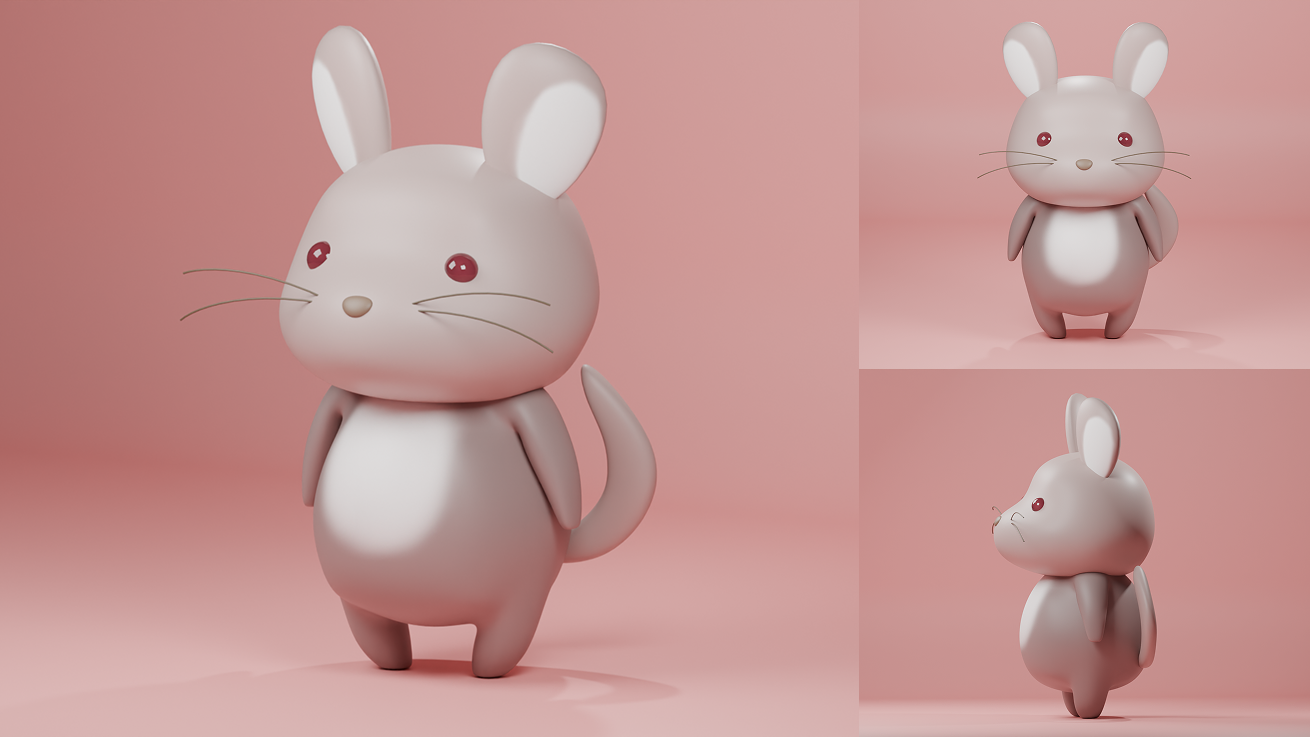 「チンチラのぴの」キャラクター３Dモデリング完成！