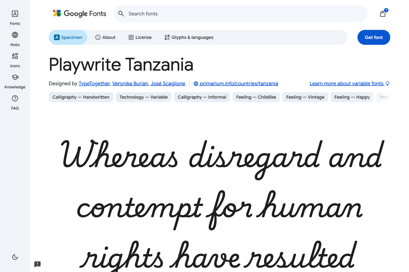 Playwrite TZ｜Google Fonts