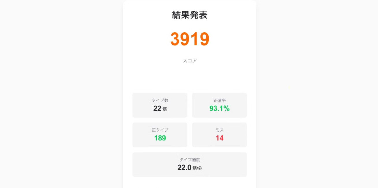 結果：3919pt