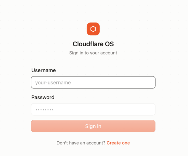 cloudflare OSログイン画面